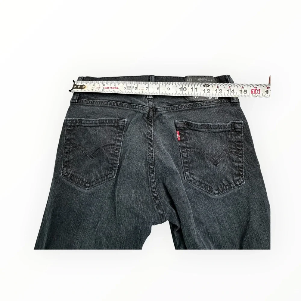 Levis 511 Slim Fit Jeans Mens 30x30 Faded Black Denim Pants‎ 04511-4406